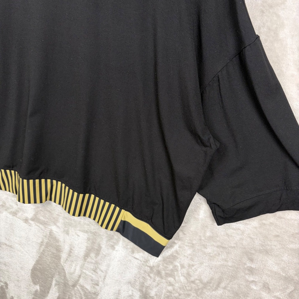 Tekbika by Alembika Top Dunes Size M Womens Black Boxy Striped Hem Art To Wear - Picture 9 of 12